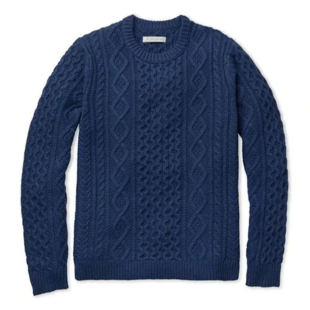 Outerknown Navy Blue Wool Cotton Cable Knit Fisherman Sweater Extra Large XL